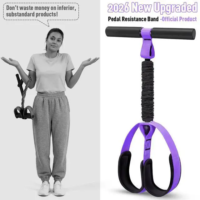 Alt view image 3 of 7 - Foot Pedal Resistance Band, Resistance Band with Handle, Exercise Bands for Home Gym Workout Equipment, Sit Up Exercise Equipment for Abdomen, Waist, Arm, Leg Stretching Slimming Training