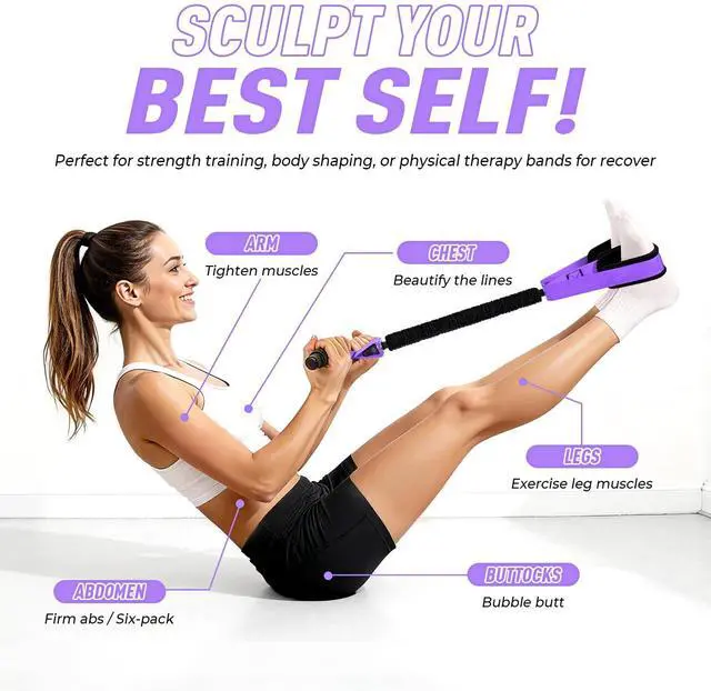 Alt view image 4 of 7 - Foot Pedal Resistance Band, Resistance Band with Handle, Exercise Bands for Home Gym Workout Equipment, Sit Up Exercise Equipment for Abdomen, Waist, Arm, Leg Stretching Slimming Training