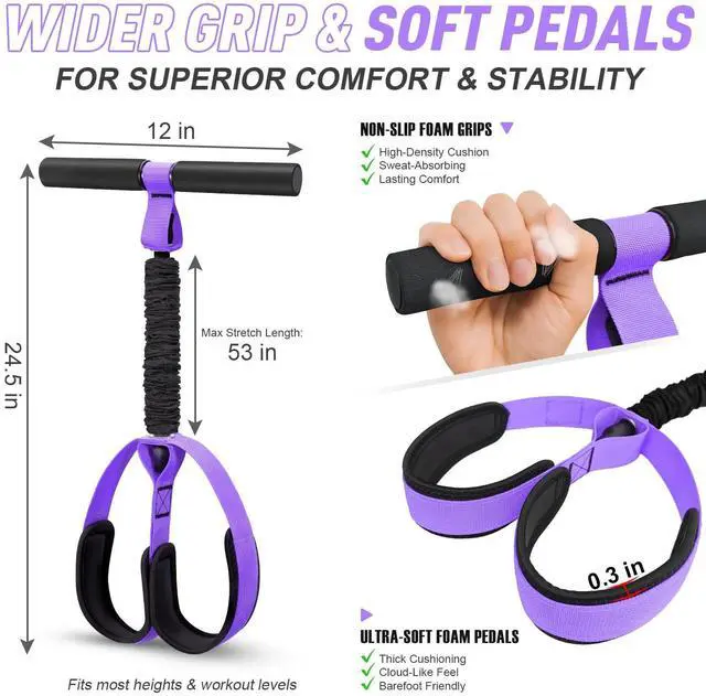Alt view image 2 of 7 - Foot Pedal Resistance Band, Resistance Band with Handle, Exercise Bands for Home Gym Workout Equipment, Sit Up Exercise Equipment for Abdomen, Waist, Arm, Leg Stretching Slimming Training