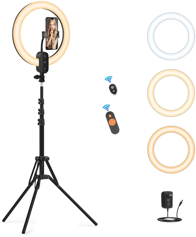 Main image of QEUOOIY 20W 12" Selfie Ring Light with 63" Tripod Stand/Phone Holder