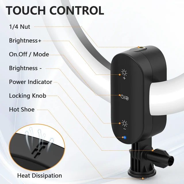 Alt view image 4 of 7 - QEUOOIY 20W 12" Selfie Ring Light with 63" Tripod Stand/Phone Holder