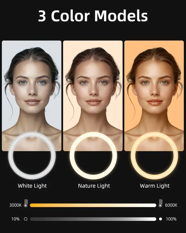 Alt view image 2 of 7 - 12" Ring Light with 63" extendable Tripod Stand, Selfie RingLight with Phone Holder and Selfie Remote, 2-in-1 Dimmable LED Ring Light for Makeup, Live Stream, Photography