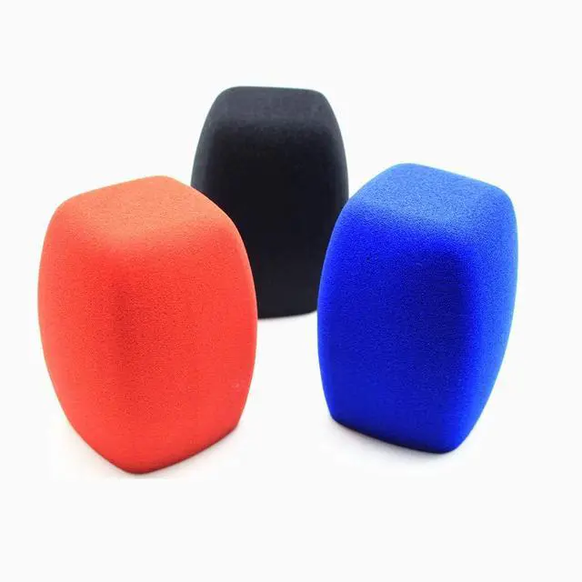 Alt view image 4 of 6 - Mic Foam Covers Handheld Microphone Windscreen Large Mic Foam Pop Filters for Handheld Microphone Interview Microphones (Square, Blue)