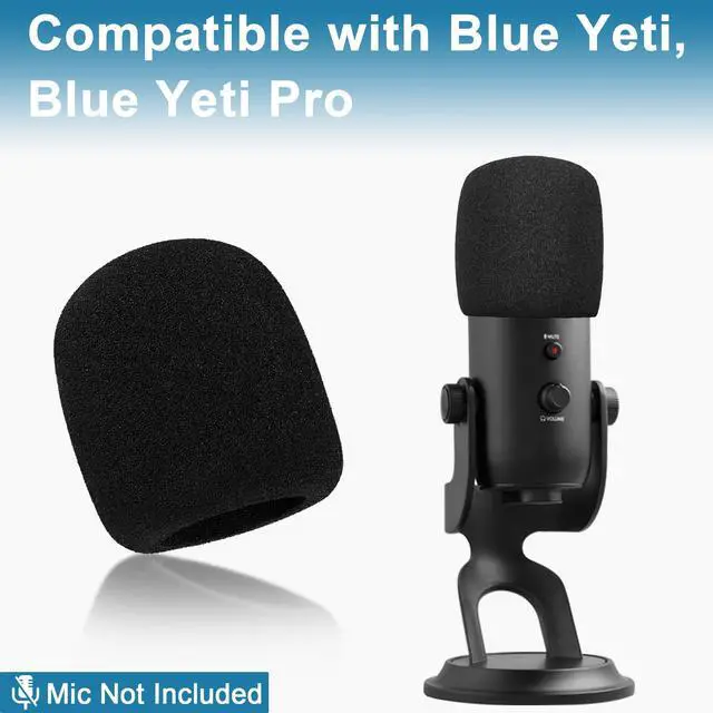 Alt view image 3 of 7 - Mic Cover Compatible with Blue Yeti, Microphone Windscreen, Foam Cover Furry Wind Muff Compatible with Blue Yeti, Yeti Pro CondenserCombo 2Pack