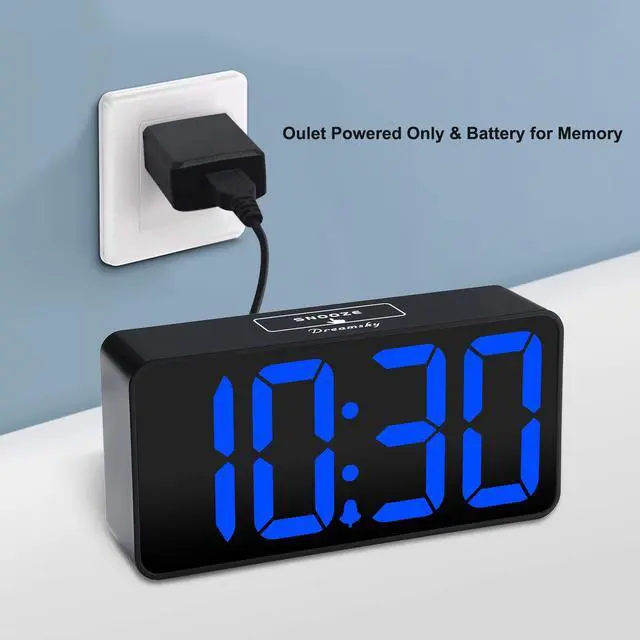 Alt view image 2 of 7 - Small Digital Alarm Clock for Bedroom, Large Big Numbers Display with Brightness Dimmer, Electric Bedside Desk Clock with USB Charging Port, Adjustable Alarm Volume, USB-C Adapter Powered