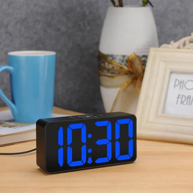 Alt view image 5 of 7 - Small Digital Alarm Clock for Bedroom, Large Big Numbers Display with Brightness Dimmer, Electric Bedside Desk Clock with USB Charging Port, Adjustable Alarm Volume, USB-C Adapter Powered