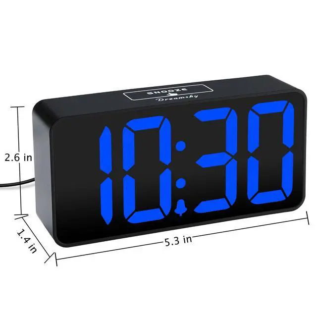 Alt view image 7 of 7 - Small Digital Alarm Clock for Bedroom, Large Big Numbers Display with Brightness Dimmer, Electric Bedside Desk Clock with USB Charging Port, Adjustable Alarm Volume, USB-C Adapter Powered