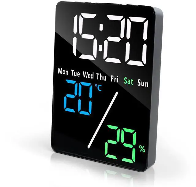 Main image of 5.7" LED Digital Alarm Clock Bedside, Table Clocks with Dual Alarm, Date, Day, Temperature, DST, USB Charging, Snooze for Heavy Sleepers Elderly Bedroom Living Room Office