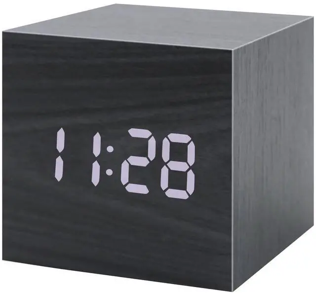 Main image of Wooden Digital Alarm Clocks for Bedrooms - Small LED Clock with, DC Port, Temperature, Snooze, DST, Wood Décor, Adapter Powered