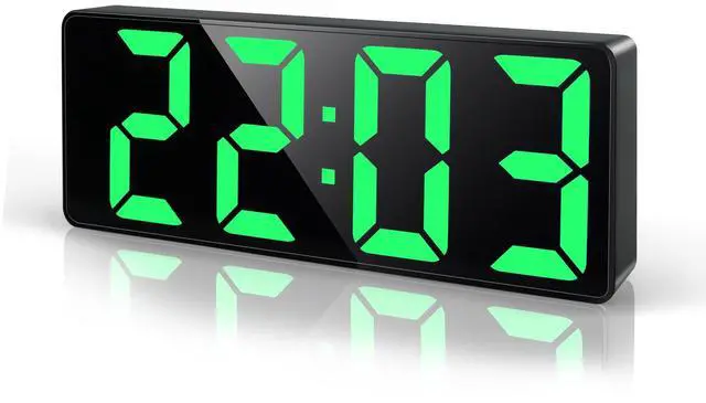 Main image of LED Green Digital Alarm Clock Bedside with 6.7" Large Display, Snooze, Cord/Battery Powered, Adjustable Brightness, Date, Temperature, Table Clock for Heavy Sleepers Bedroom Office