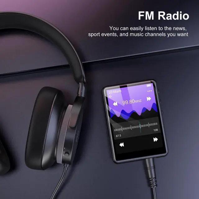 Alt view image 5 of 7 - MP3 Player Bluetooth 5.3 - SWOFY 64GB Mp3 Music Player with 2.4" Touch Screen, Portable Digital Audio Player with HD Speaker FM Radio, Recording Support up 512GB Black