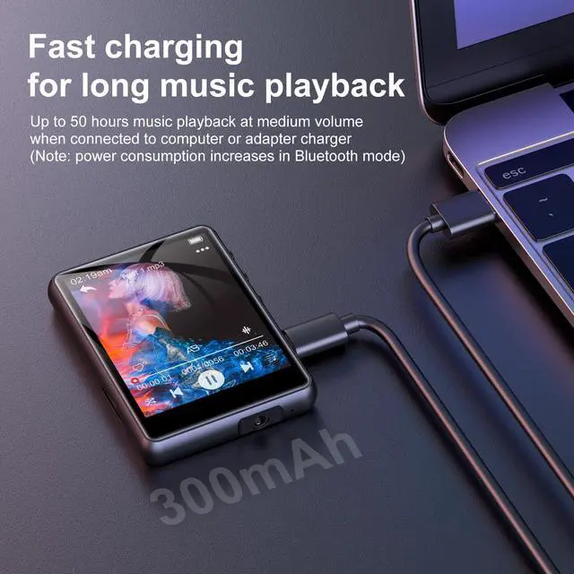 Alt view image 6 of 7 - MP3 Player Bluetooth 5.3 - SWOFY 64GB Mp3 Music Player with 2.4" Touch Screen, Portable Digital Audio Player with HD Speaker FM Radio, Recording Support up 512GB Black