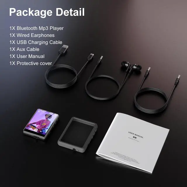 Alt view image 7 of 7 - MP3 Player Bluetooth 5.3 - SWOFY 64GB Mp3 Music Player with 2.4" Touch Screen, Portable Digital Audio Player with HD Speaker FM Radio, Recording Support up 512GB Black