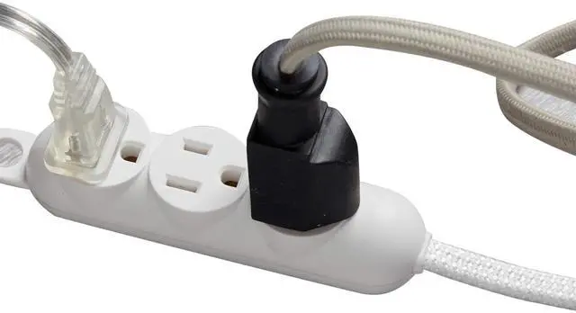 Alt view image 5 of 7 - 22986 12ft Fabric Extension Cord, 3 Grounded Outlets, Right Angle Plug, Integrated Hanging Hook, White, Home Decor, Modern Electronic Accessories, Indoor Power Cable