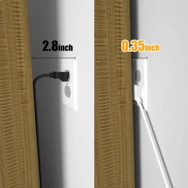 Alt view image 3 of 7 - 6 FT Flat Plug Extension Cord, Power Surge Protector Strip, with 3 AC Outlets and 3 USB Ports(1USB-C), for Behind Bed, Home, Office, Dorm, White