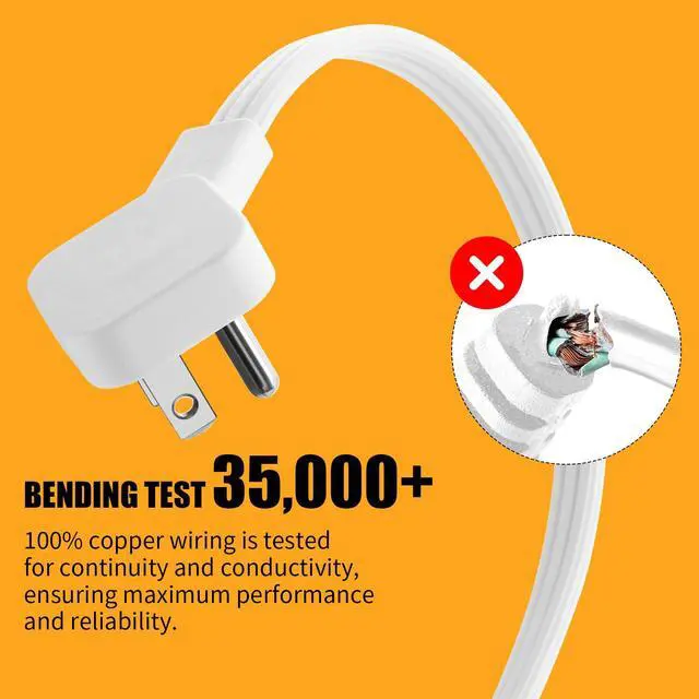 Alt view image 6 of 7 - 6 FT Flat Plug Extension Cord, Power Surge Protector Strip, with 3 AC Outlets and 3 USB Ports(1USB-C), for Behind Bed, Home, Office, Dorm, White