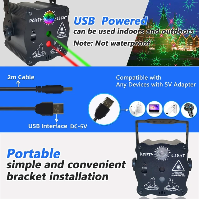 Alt view image 2 of 6 - Birthday Gift Party Decorations Lights, Mini Disco Ball DJ Light with Remote Control Stage, Portable Sound Activated Led Projector Strobe Lamp for Indoor/Outdoor Parties Rave Xmas Show Home Bar