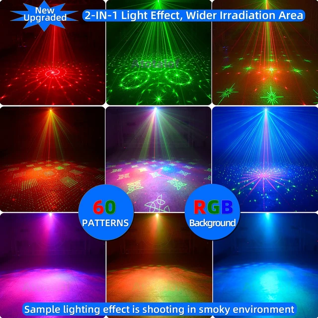 Alt view image 3 of 6 - Birthday Gift Party Decorations Lights, Mini Disco Ball DJ Light with Remote Control Stage, Portable Sound Activated Led Projector Strobe Lamp for Indoor/Outdoor Parties Rave Xmas Show Home Bar