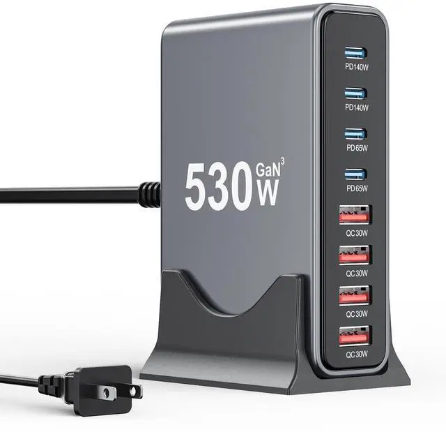 Main image of 530W USB C Charger Block,8-Port USB C Charging Station GaN IV Travel Essentials Multiple Port Charging Station,140W Laptop Fast Charger Adapter for MacBook Pro/Air,DELL,iPad,iPhone,Samsung Galaxy