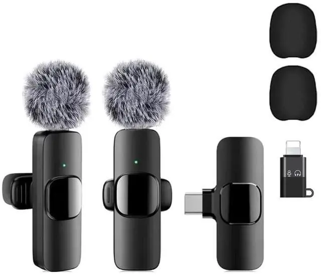 Main image of Wireless Lavalier Mic for iPhone & Android USB-C, Dual Clip-On Lapel Mics with DSP Noise Reduction, Plug & Play, 2 Transmitters + Receiver for TikTok, YouTube, Interviews & Video Recording