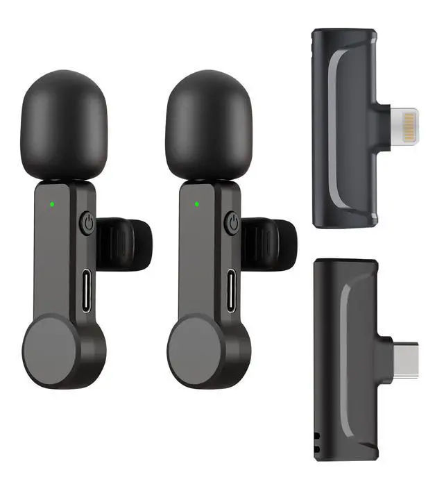 Main image of Wireless Microphone for iPhone and Android Phones - 2 Pack Cordless Lavalier Lapel Microphone Noise Canceling Lav Mic for Video Recording Vlog TikTok Instagram