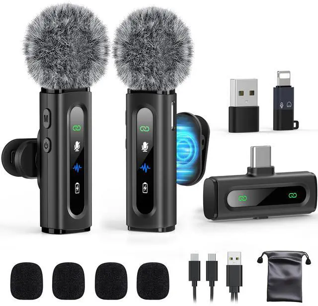 Main image of USB C Lavalier Microphone Wireless AI Noise Cancellation Mini Mic for Type-C Android, iPhone 17/16/15, Tablet, PC, Video Recording Clip-on Mics with Rotatable Clip, Ideal for TikTok, YouTube, Podcast