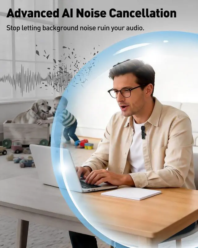Alt view image 4 of 7 - USB C Lavalier Microphone Wireless AI Noise Cancellation Mini Mic for Type-C Android, iPhone 17/16/15, Tablet, PC, Video Recording Clip-on Mics with Rotatable Clip, Ideal for TikTok, YouTube, Podcast