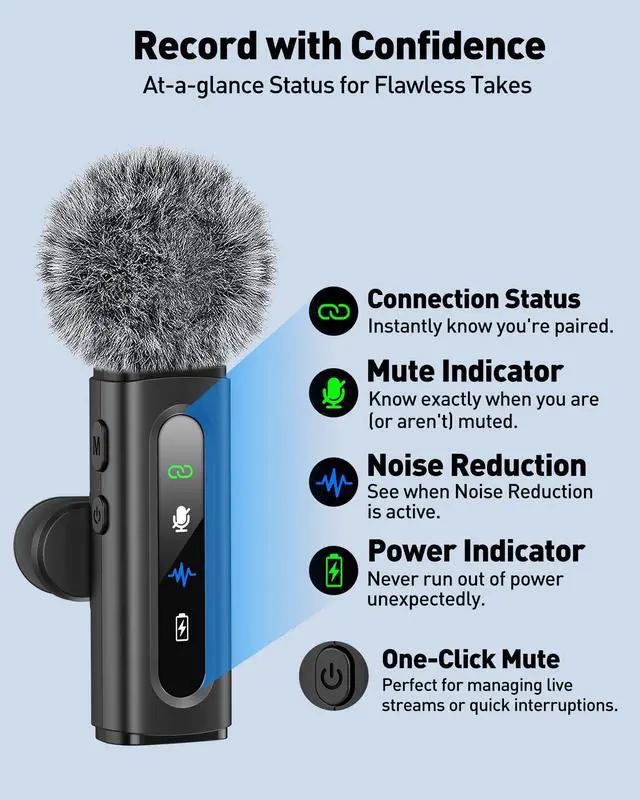Alt view image 5 of 7 - USB C Lavalier Microphone Wireless AI Noise Cancellation Mini Mic for Type-C Android, iPhone 17/16/15, Tablet, PC, Video Recording Clip-on Mics with Rotatable Clip, Ideal for TikTok, YouTube, Podcast