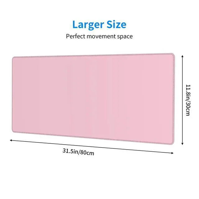 Alt view image 3 of 7 - Pink Mouse Pad Extended Large Gaming Mousepad XL Big Long Oversized Desk Mat Stitched Edges 31.5 X 11.8 Inch for Home Office