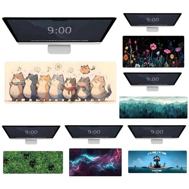 Alt view image 7 of 7 - Cute Anime Cats Mouse Pad,Large Size Desk Mat with Stitched Edge,Non-Slip Rubber Base,Gaming Mouse Pad Computer Desktop Accessories for Office Home