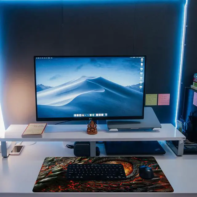 Alt view image 6 of 7 - Desk Pad, Fire Dragon Eyes Gaming Mouse Pad, 31.5"x15.7" Extended Big Computer Keyboard Mouse Mat with Non-Slip Base and Stitched Edge