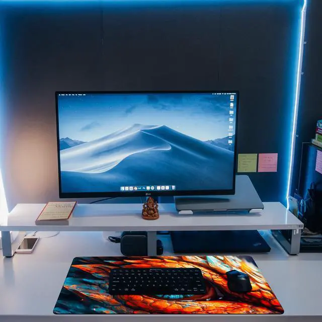 Alt view image 4 of 5 - Large Gaming Mouse Pad for Desk, Dragon Blue Eyes Desk Mat, Dragon Eyes Desk Pad, 31.5"x15.7" Extended Big Computer Keyboard Mouse Pad with Non-Slip Base and Stitched Edge