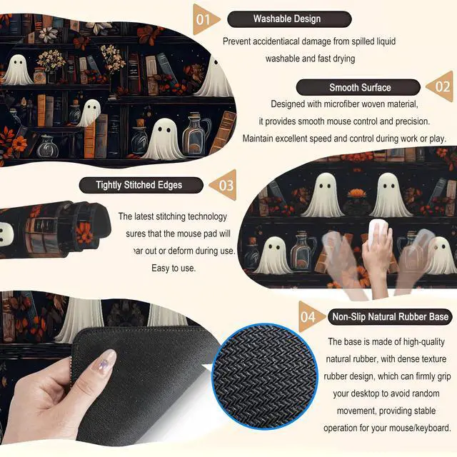 Alt view image 5 of 7 - Kawaii Desk Mat Cute Gothic Desk Pad Anime Dark Academia Mouse Pad Gaming Mousepad XL Desk Matt for Desktop, Computer Laptop Keyboard and Mouse Mat for Women Office Decor Accessories 31.5x11.8 in