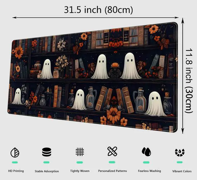 Alt view image 2 of 7 - Kawaii Desk Mat Cute Gothic Desk Pad Anime Dark Academia Mouse Pad Gaming Mousepad XL Desk Matt for Desktop, Computer Laptop Keyboard and Mouse Mat for Women Office Decor Accessories 31.5x11.8 in