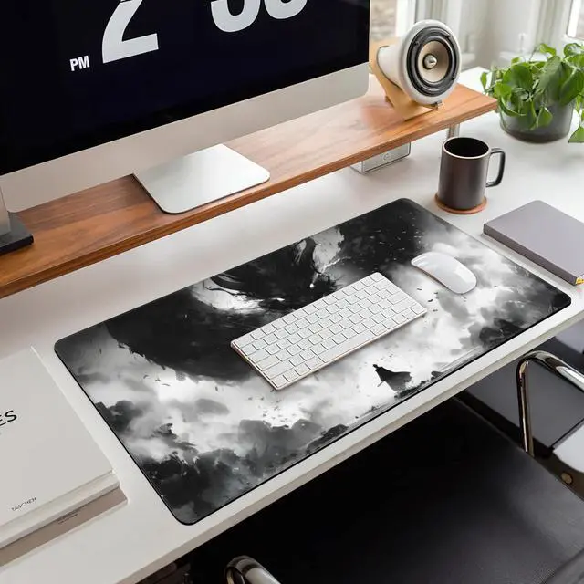 Alt view image 6 of 7 - Extended Large Gaming Mouse Pad, Horror Anime Manga Large Desk Mat for Desktop XXL, Non-Slip Rubber Base Stitched Edges Long Computer Keyboard Desk Pad Mouse Mat for Gaming Home Office 35.4"X15.7"