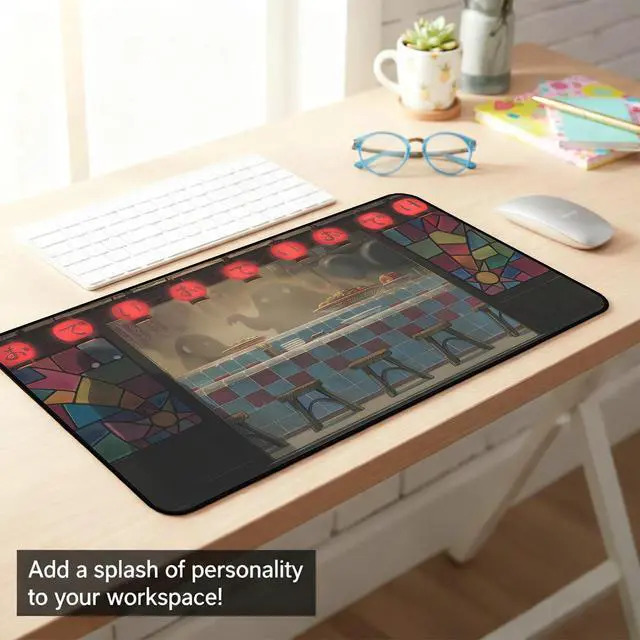 Alt view image 5 of 6 - Japanese Anime Desk Pad, Black Ghost Game Mouse Pad, Long Keyboard Mat, Computer Pad, Wireless Mouse Mat, Non-Slip Desk Mat with Stitched Edges, Retro Home Office Desktop Decor 31.5"X15.7"