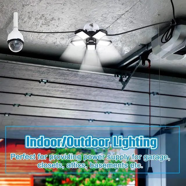 Alt view image 7 of 7 - 2 Pack Upgraded Remote Control Plastic Light Fixture with 2 Grounded Outlet and Timer Function, 125V 660W Light Bulb Fixture Socket Outlet, Ceiling Lampholder for Garage, Basement, Closet