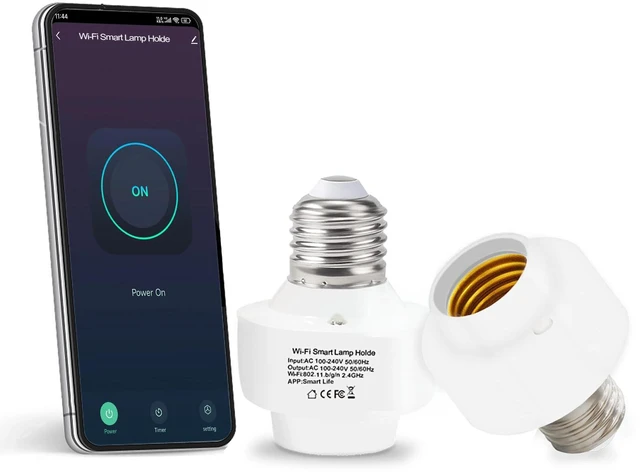 Main image of Smart WiFi Light Bulb Socket Adapter E26 Lamp Holder | Compatible with Alexa and Google Home, Use Smart Life APP Control, Maximum Output Power 500 Watts