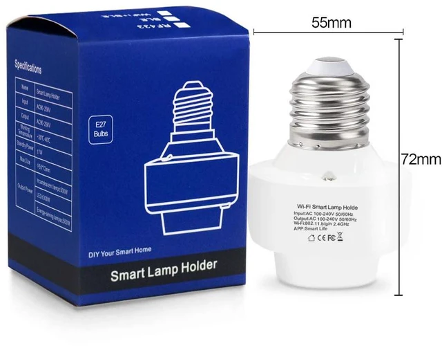 Alt view image 2 of 6 - Smart WiFi Light Bulb Socket Adapter E26 Lamp Holder | Compatible with Alexa and Google Home, Use Smart Life APP Control, Maximum Output Power 500 Watts