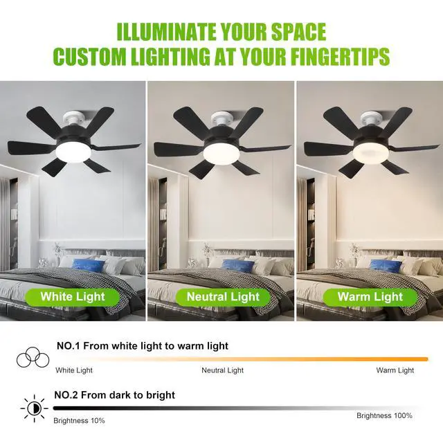 Alt view image 4 of 7 - Socket Ceiling Fan Light with Remote and 1 Socket Extender, E27 Based Easy Install, Replacement for Indoor -Bedroom, Kitchen and Living Room, 3 Color Stepless Dimming (Black)