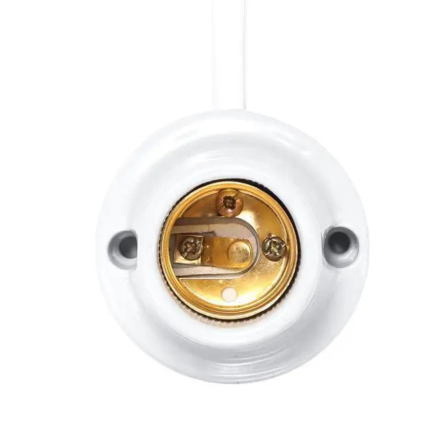 Alt view image 2 of 7 - E26 E27 Ceramic Light Socket, Ceramic Light Bulb Socket, Pure Copper core 2x1mm², Medium Base Lampholder for Incandescent Led Light Bulbs Replacement9.8ft, 1-Pack, White