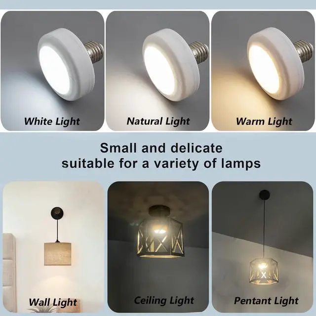 Alt view image 7 of 7 - E26 Battery Operated Light Bulb for Lamps, Screw in LED Puck Lights with Remote, Replacement AA Battery Powered Dimmable Timer Light Bulb with USB Cable for Non Electric Wall Sconce,1 Pack