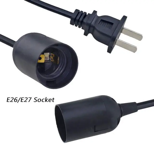 Alt view image 2 of 5 - 4pcs 13ft E26/E27 LED Light Socket Extension Cord with On/Off Switch and US AC Power Plug Bulb Socket for Pendant Lighting Bulb Lamp in Kitchen Bedroom Restaurant (13ft 4 Packs)