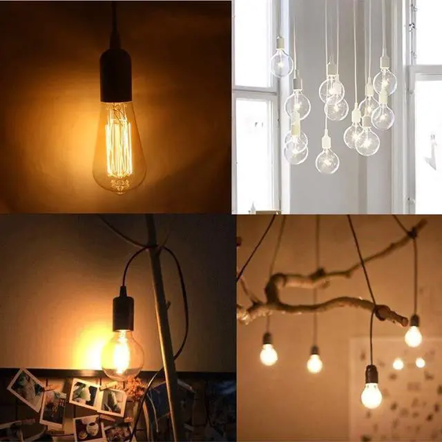 Alt view image 4 of 5 - 4pcs 13ft E26/E27 LED Light Socket Extension Cord with On/Off Switch and US AC Power Plug Bulb Socket for Pendant Lighting Bulb Lamp in Kitchen Bedroom Restaurant (13ft 4 Packs)