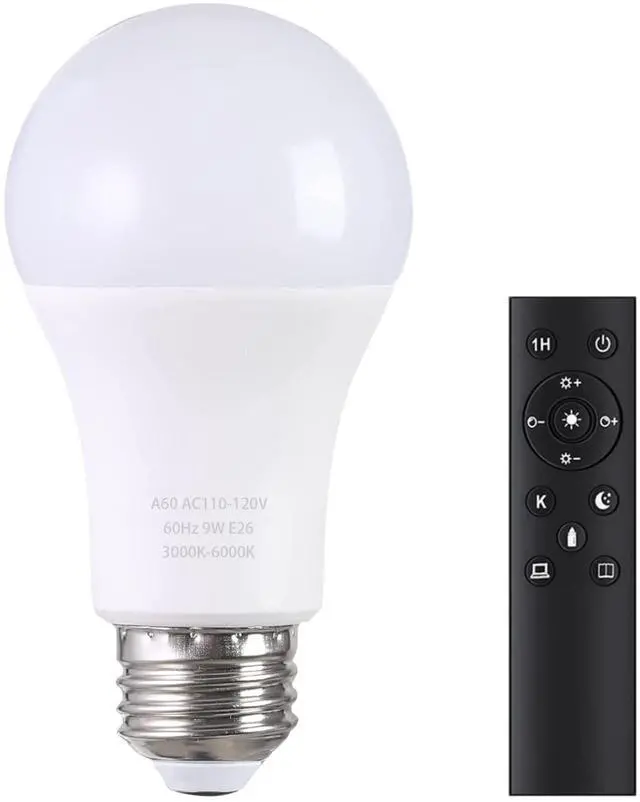Main image of A19 LED Light Bulbs with Remote Control 1100LM 12W (80W Equivalent) LED Bulbs,Stepless Dimmable 3000K-6000K,E26 Base,CRI 80+,2.4GHz,25000+ Hours Lifespan,Light Bulb for Home Decor,1Bulb & Remote