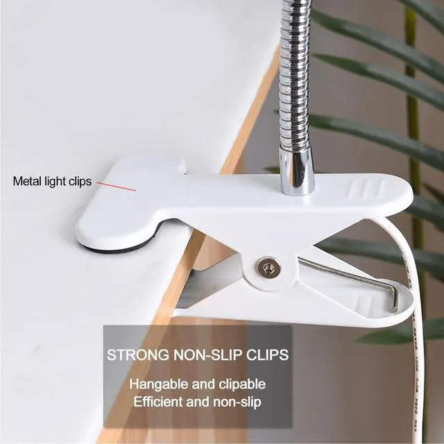 Alt view image 3 of 7 - Clip on Light E26/E27 Metal Clamp Light Socket with Plug and Switch 360° Flexible Rotatable for Bedside Office Basement Reptile Plant Illumination Clip Lamp White (No Bulb)