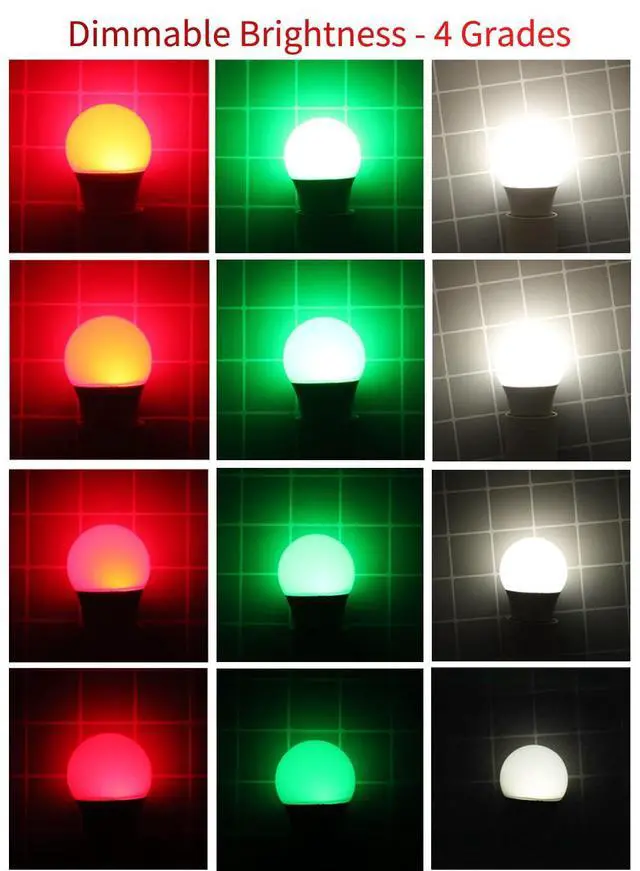 Alt view image 4 of 5 - Color Changing Light Bulb with 11.48ft Cord,Christmas Decoration, Remote Control,RGB White 10W LED 16 Color Choices,for Holiday Home,Indoor and Outdoor Romantic Colorful Atmosphere