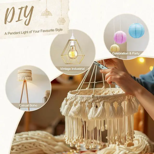 Alt view image 4 of 7 - Hanging Lantern Extension Cord Cable, E26 Pendant Light Socket On Off Inline Cord Switch Control Lamp, Switch Close to Polarized Plug, 13 Feet, White, 2-Pack