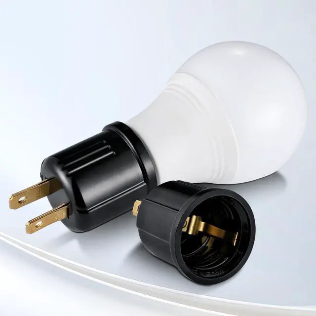 Alt view image 2 of 7 - Outlet to Socket Adapter,Plug-in Light Socket,Convert Outlet to Light Bulb Socket,Polarized 2-Prong Outlet to E26 E27 Screw Base Bulb Socket, 660 Watt, 125 Volt, UL Listed (10, Black Color)
