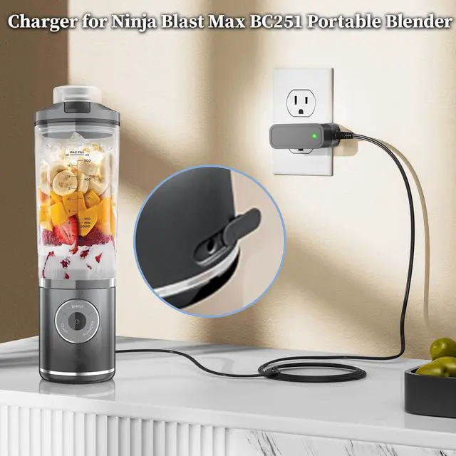 Alt view image 2 of 6 - 13.3V Charger for Ninja Blast Max Portable Blender Power Supply Replacement for Ninja Blast Max BC251 Portable Blender Power Cord
